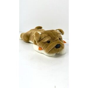 Vintage Purr-Fection MJC Bulldog Plush 1992 Stuffed Animal Brown White Wrinkles